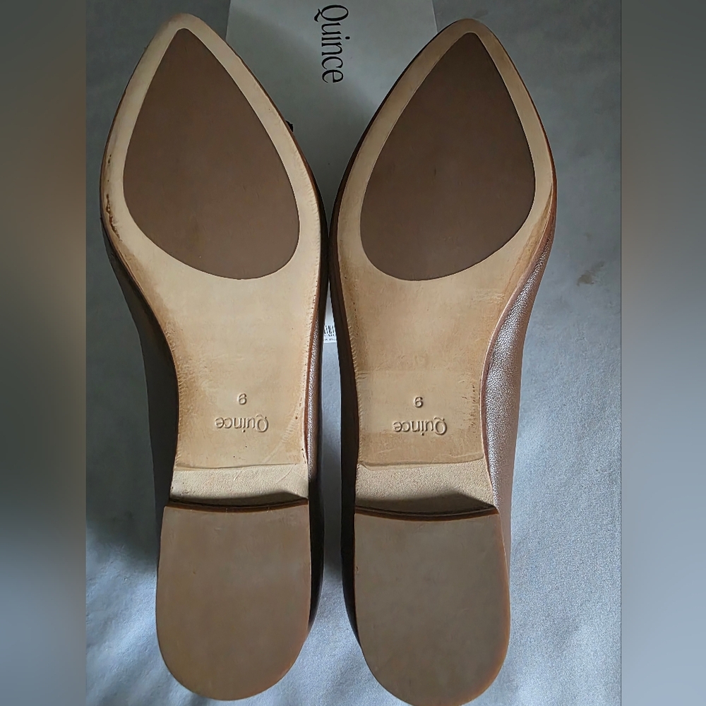 Quince FIRE! NIB! Italian Leather Bow Ballet Flat in Cognac. Sz 9. R2S!! - Picture 12 of 14